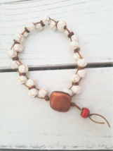 Magnesite Leather and Copper bracelet - $20.00