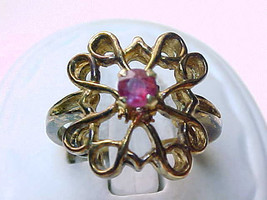 Vintage ROSE GOLD over STERLING Silver Ring with Genuine RUBY - Size 6  - $65.00