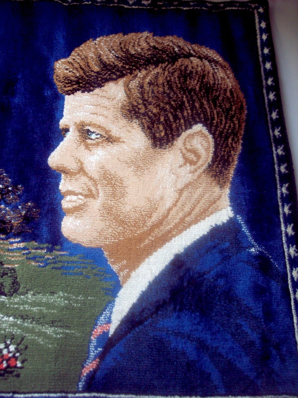 Vintage 1960's JFK Tapestry John F Kennedy Wall Hanging Excellent