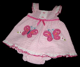GIRLS 6-9 MONTHS - Youngland - Pink Seersucker Butterflies DRESS &amp; PANTY... - $20.00