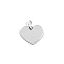 SOLID 18K WHITE GOLD PENDANT MINI HEART, FLAT, LENGTH 8mm, 0.3 INCHES, CHARM image 1