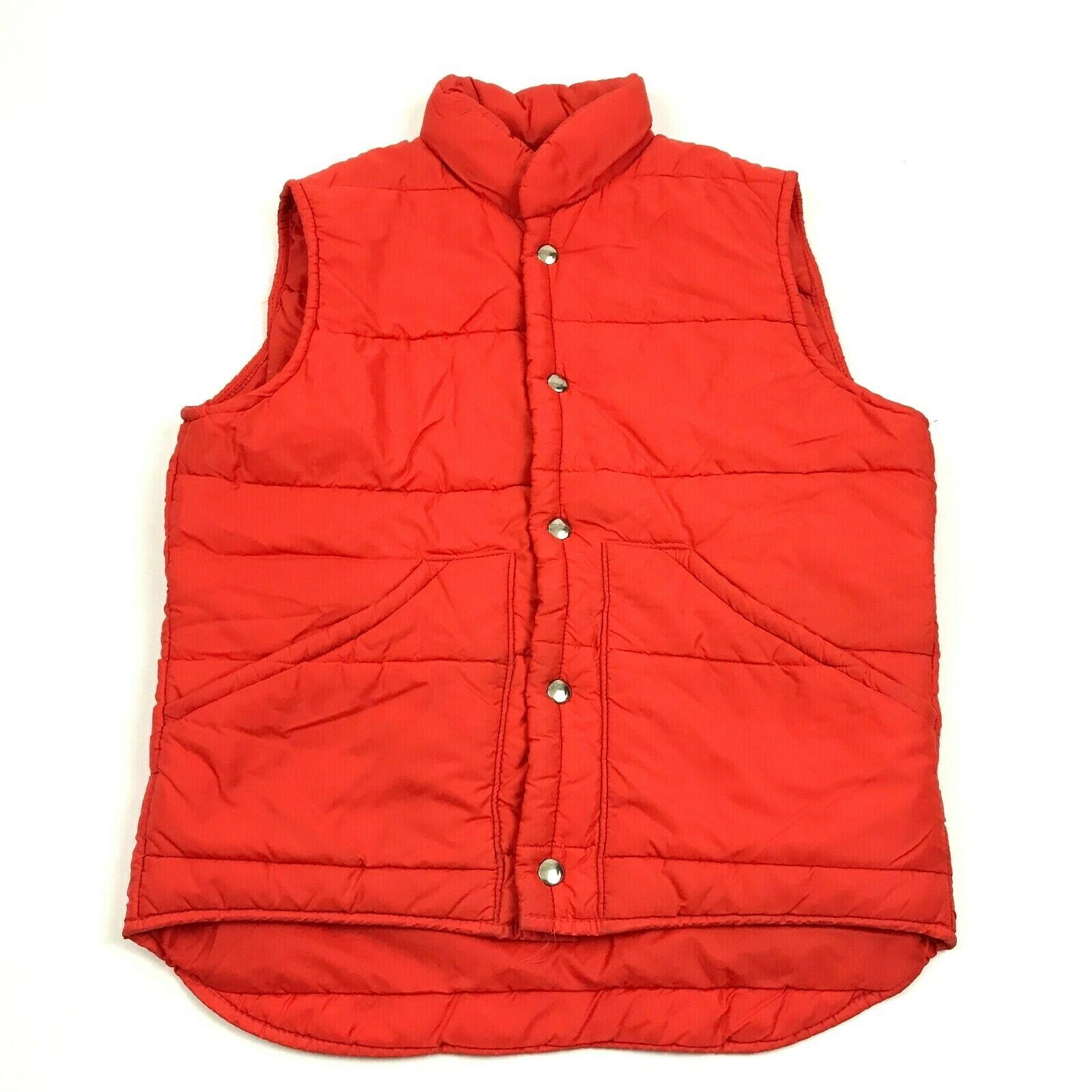 VINTAGE Orange Puffer Jacket Vest Women's Size Small Gilet Insulated ...