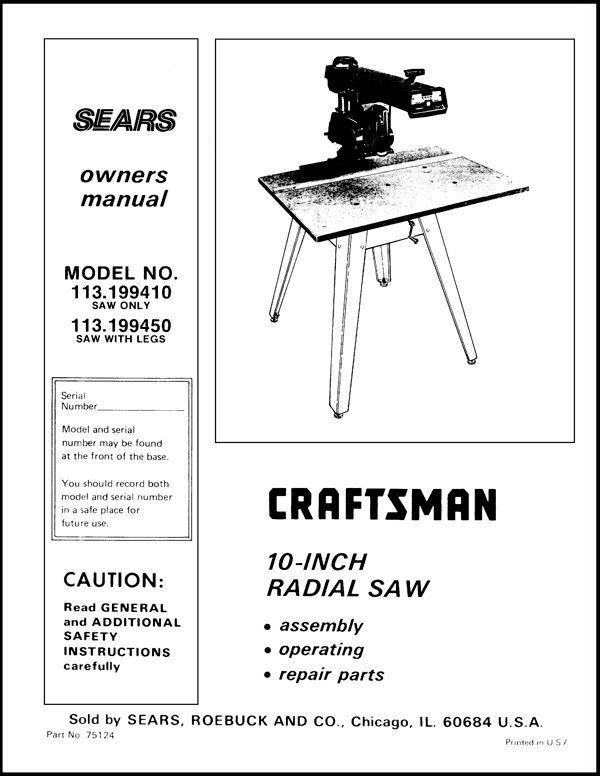 Craftsman 18 " Scroll Saw Manual Model # 315.216090