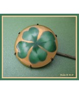 Irish SHAMROCK Vintage Handpainted HATPIN - Ceramic Head - 8 1/4 inches ... - $55.00