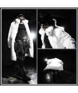 Mens Long Luxurious Thick Black or Thick White Mink Faux Fur Trench Coat - $269.95