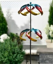 Celestial Wind Spinner Dual Spinners 60" High  Iron Double Pronged Garden Stake