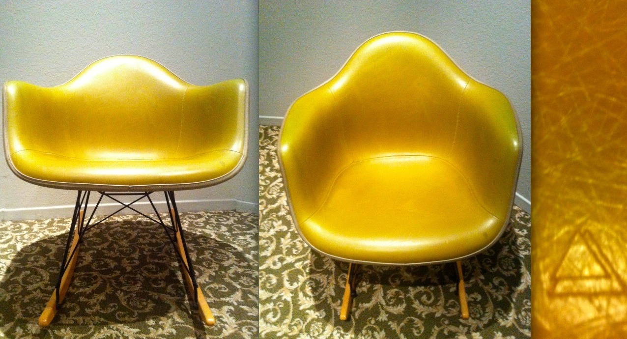 Eames Olive Green Naugahyde Yellow Shell And 50 Similar Items