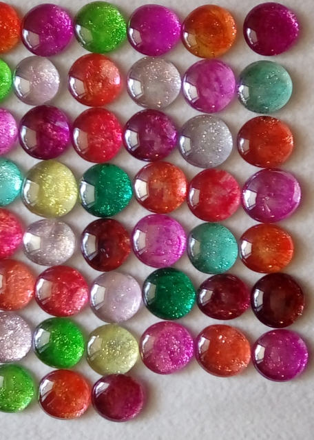 200 Assorted Round Flat Back Glass Glittered Gems and Glow in the Dark ...