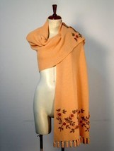 Embroidered huge shawl, scarf made of Alpaca wool - $188.00