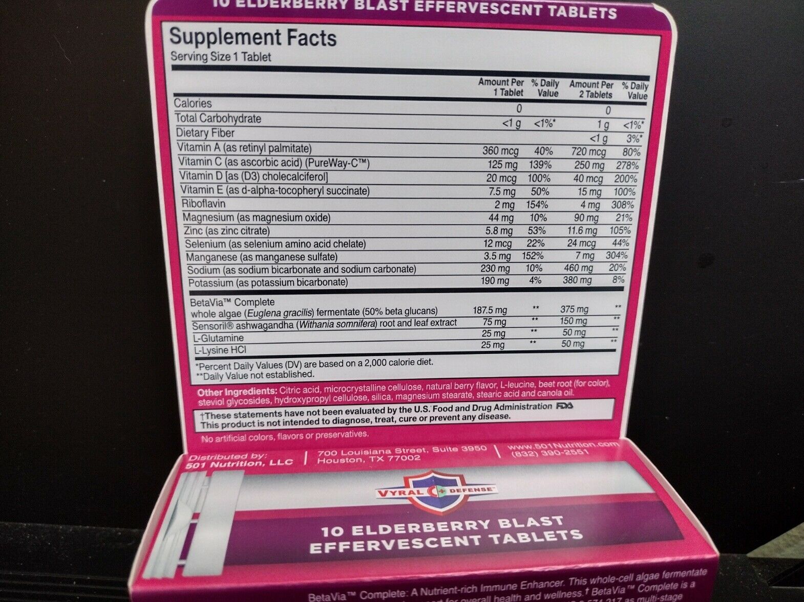 Elderberry blast IMMUNE FORMULA --10 pack canister of effervescent tablets