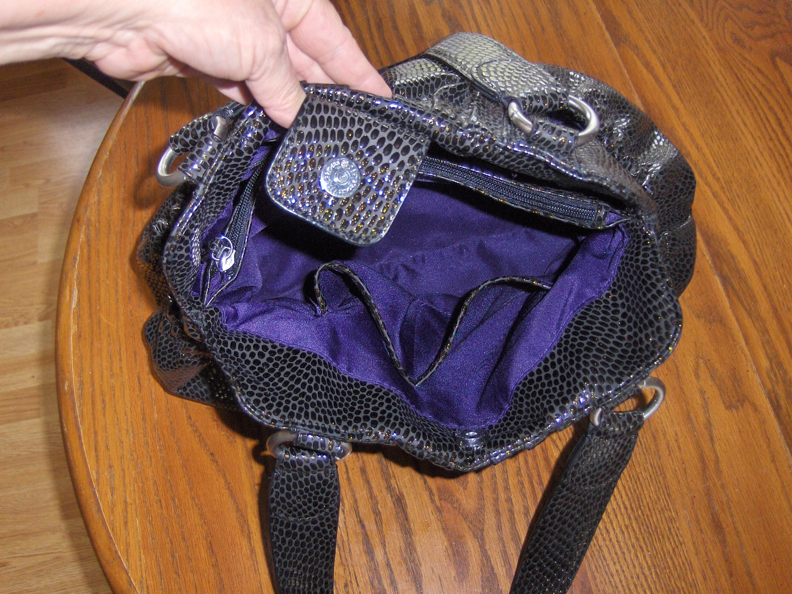 Worthington Satchel Black with Gold Metallic Dots Purse Handbag