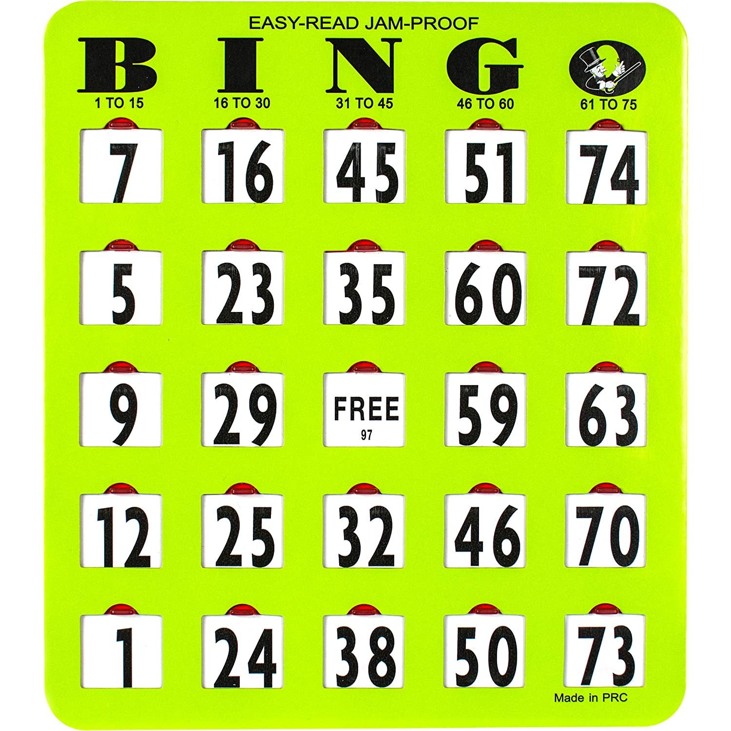 Jam-Proof Easy-Read Large Bingo Cards With Sliding Windows - 10 Cards ...