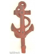 Cast Iron Wall Hook Red Ships Anchor 5.25&quot; Tall Nautical Wall Decor Towe... - $7.84