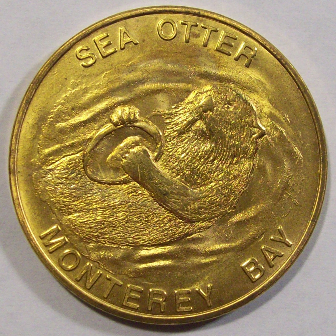 MONTEREY BAY SEA OTTER OBVERSE CANNERY ROW BOATS REVERSE BRASS MEDAL OR