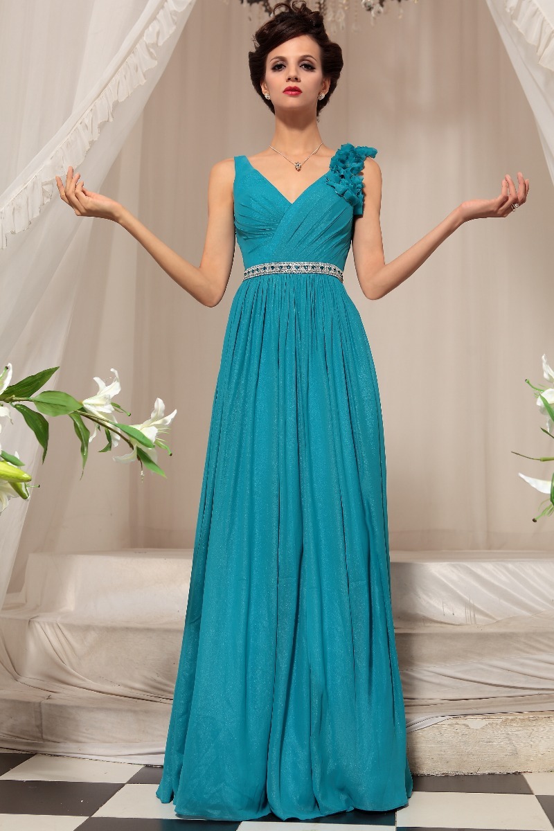 Light SKY Blue Prom Dresses V-neck & back A-line Corset Women Evening ...
