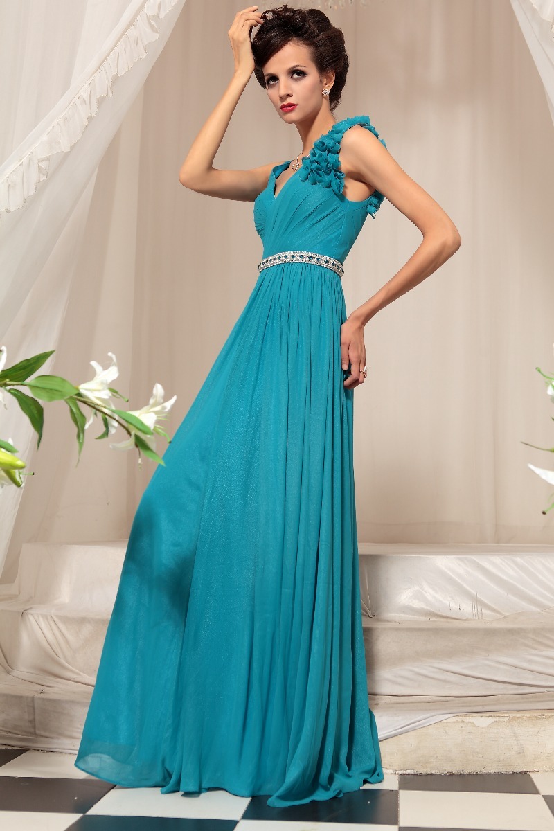 Light SKY Blue Prom Dresses V-neck & back A-line Corset Women Evening ...