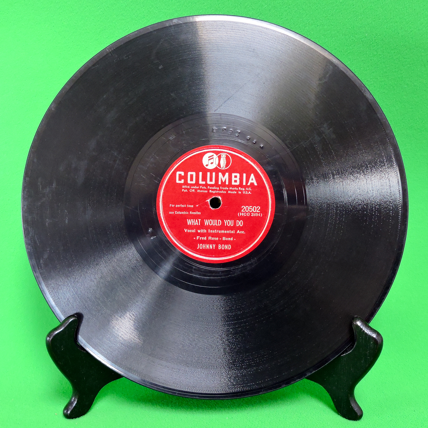 1947 Columbia 10" Shellac 78 RPM Record, Johnny Bond, PlayRated Very