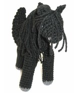 Plush Stuffed Pegasus Winged Horse Solid Black with Spreadable Wings, Cr... - $35.00