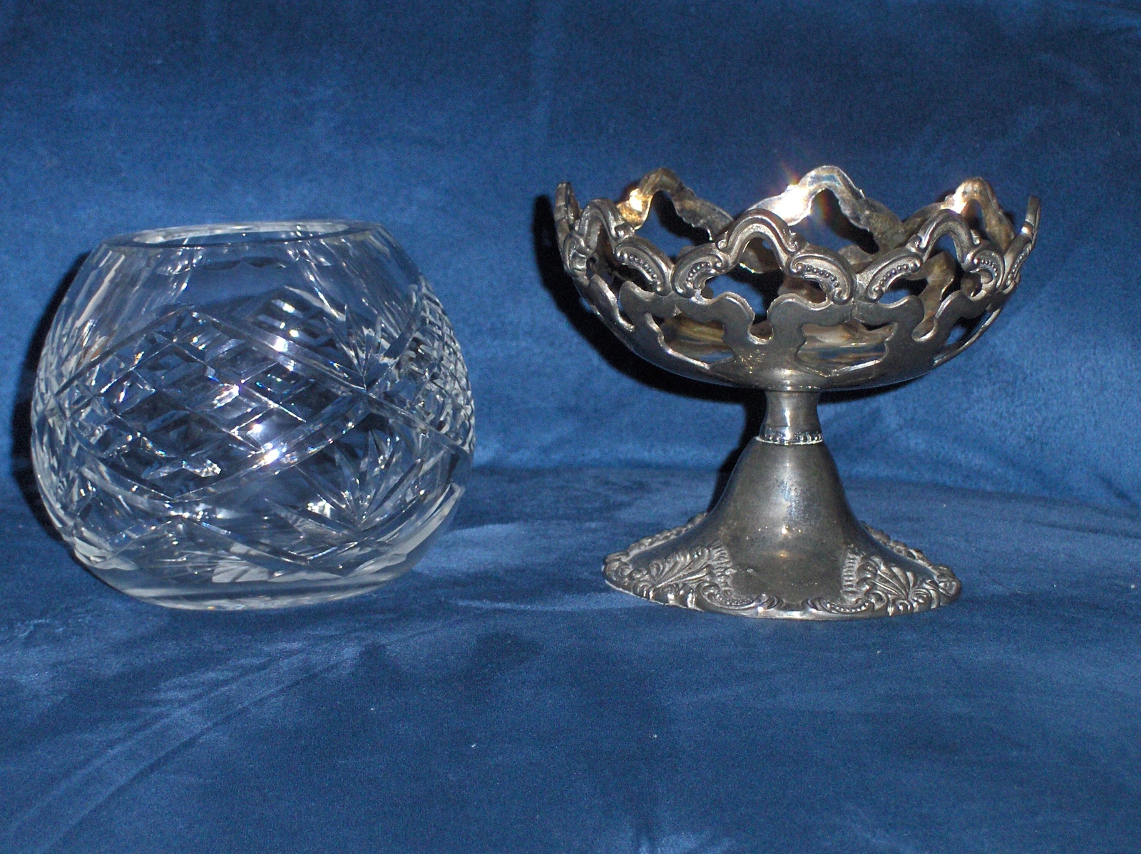 Godinger Crystal Candle Bowl Holder & Silver Plate Stand Candles, Holders