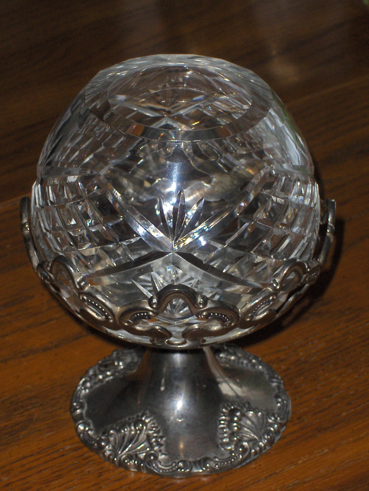 Godinger Crystal Candle Bowl Holder & Silver Plate Stand Decorative