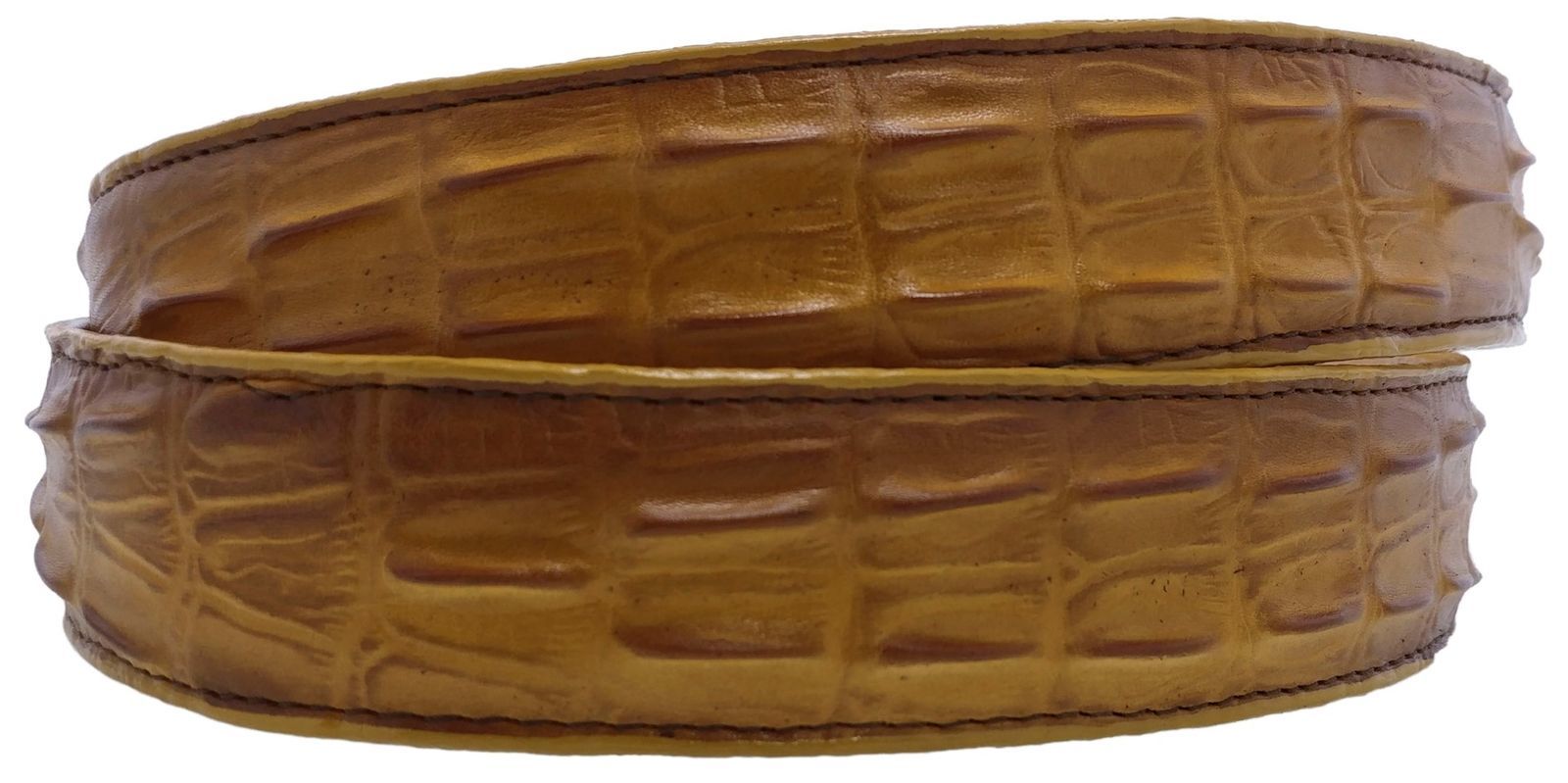 Black Leather Crocodile Alligator Tail Design Gold Western Cowboy Belt