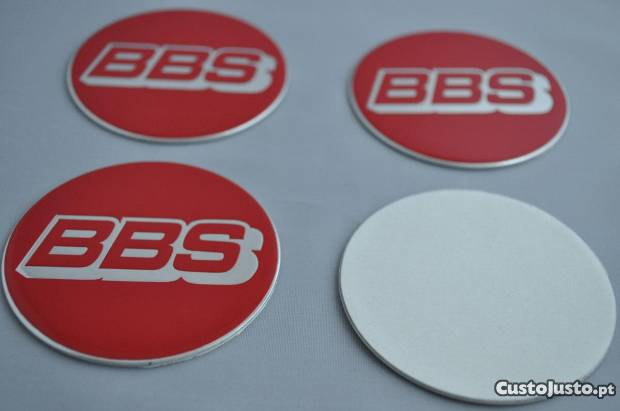 Set of 4 - car wheel center cap stickers - BBS Domed Red&Chrome