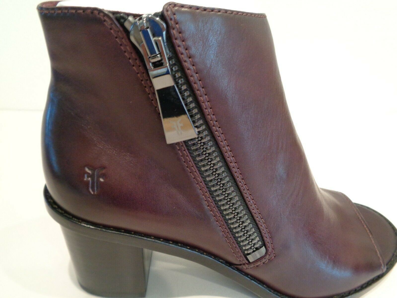 FRYE BRIELLE ZIP PEEP BOOTIES NEW WOMEN'S MANY SIZES WINE 