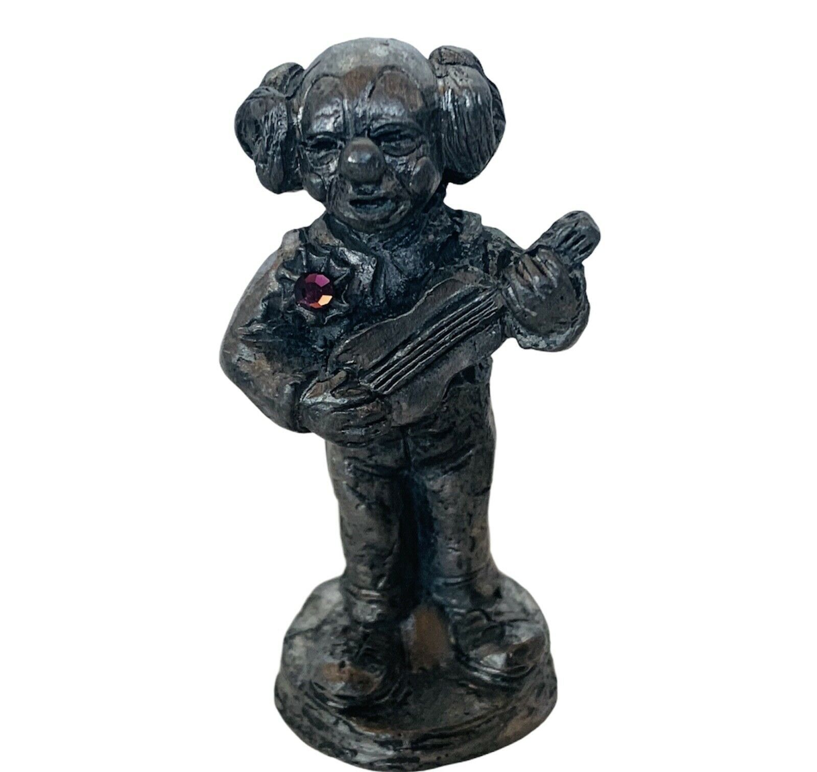 Primary image for Michael Ricker Pewter figurine signed Clown Circus Carnival guitar mandolin gem