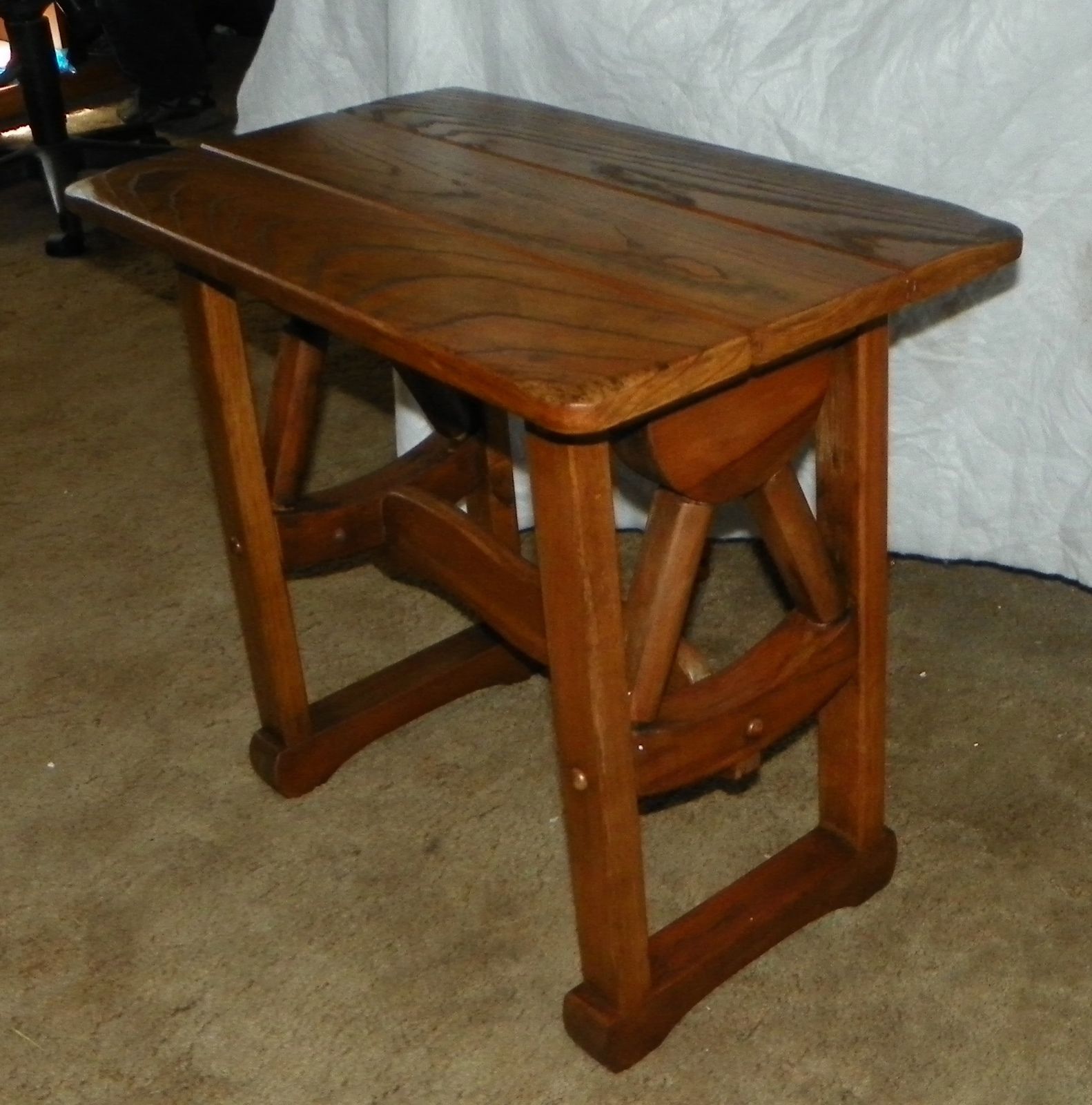 Ranch Oak Wagon Wheel End Table Side Table Post 1950
