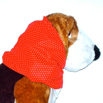 Dog Snood Red White Mini Dot Cotton Cavalier King Charles Spaniel Puppy ... - $11.00