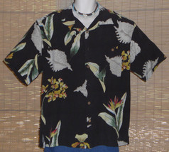Island Republic Hawaiian Shirt Black Bird-of-Paradise Large - $16.95