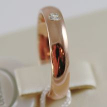 18K ROSE GOLD WEDDING BAND UNOAERRE COMFORT RING 4 MM, DIAMOND MADE IN ITALY image 3
