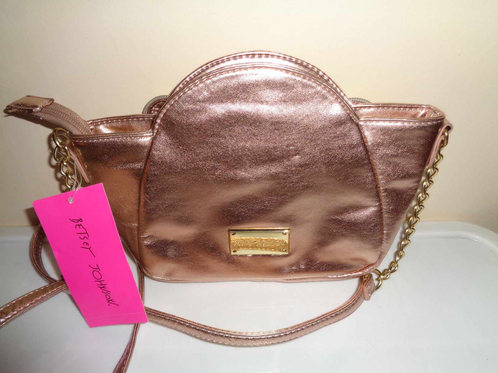 betsey johnson rose gold purse