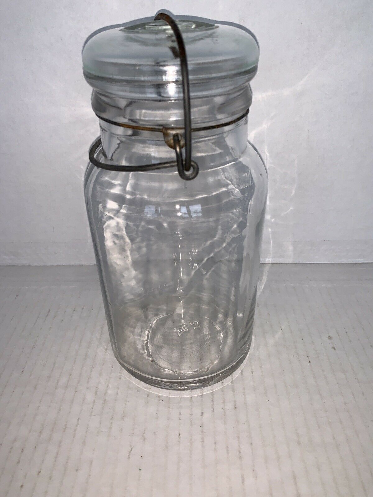 Vintage Hazel Atlas Mason Clear Quart Canning Jar W  Wire Closure #12 