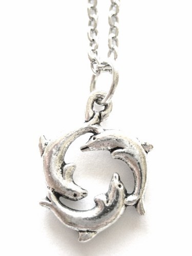 Primary image for Trio of Dolphins Charm Necklace with Dolphins in a Circle Charm