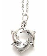 Trio of Dolphins Charm Necklace with Dolphins in a Circle Charm - $20.00