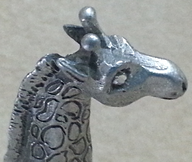 Pewter Standing Giraffe Figurine 3 1/4 inch Tall Signed by B. Kay Animals