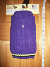 Pet Gift Dog Clothes XS Purple Sweater Outfit Pup Yellow Stripe Playsuit... - $4.74