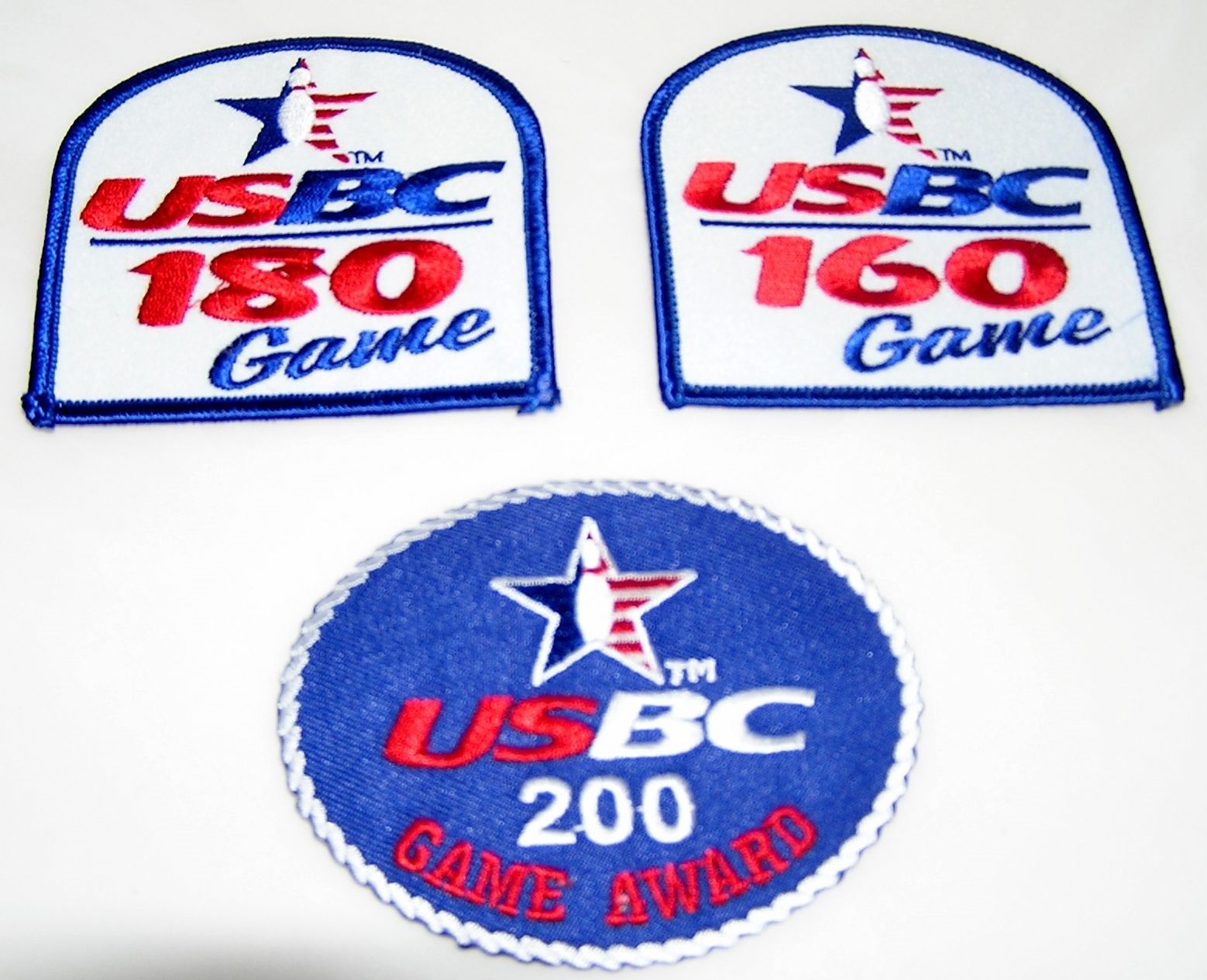 USBC Bowling Lot of 7 Award Patches 200 Game, 160 180 Game, 75 Pins