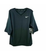 NIKE Baseball Pullover Jacket Mens Small 3/4 Sleeve V-Neck Black 897383-... - $40.95