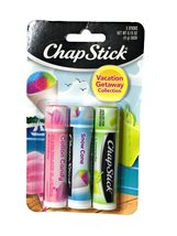 (1) Pack of 3 Count ChapStick Vacation Getaway Collection Lip Balm (Flavors Incl
