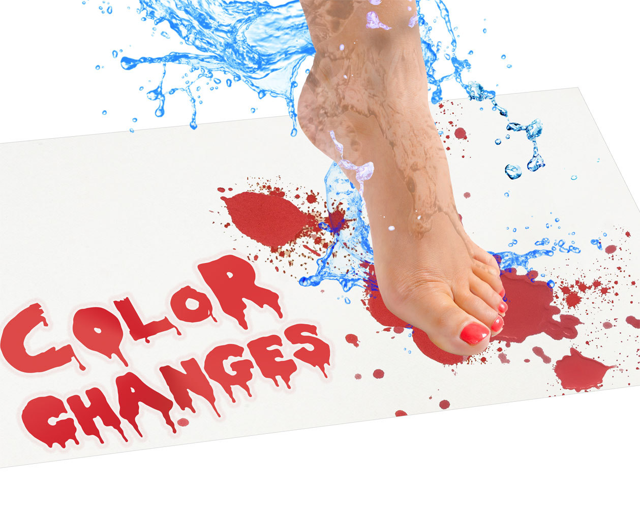 Bloody Bath Mat ® Color changing blood halloween decor turns red when