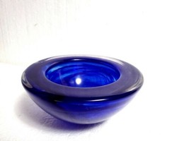 KOSTA BODA Art Glass &quot;ATOLL&quot; Cobalt Blue Swirl 6 7/8&quot; Bowl Design By Ann... - $37.62