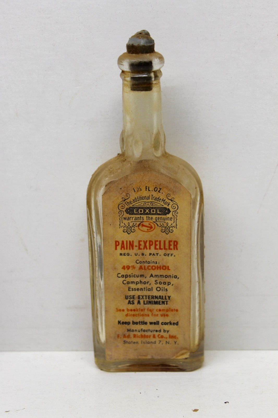 Vintage Loxol Pain Expeller Embossed Bottle Complete Label Richter & Co ...