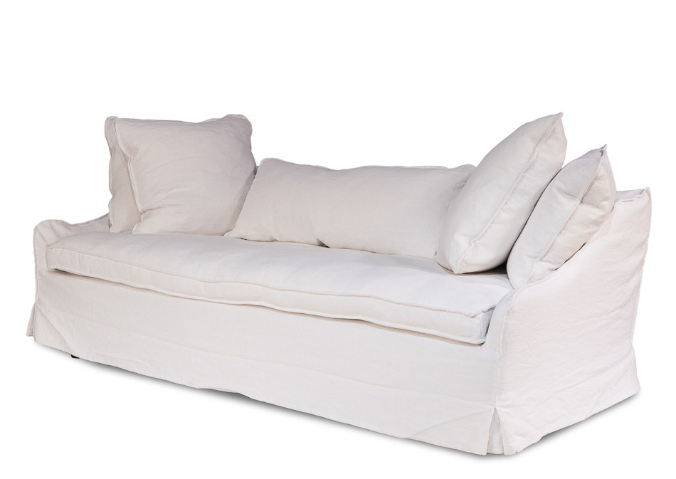 French Country Chic Shabby White Belgium Linen Sofa,85'' x 36'' x 20 ...