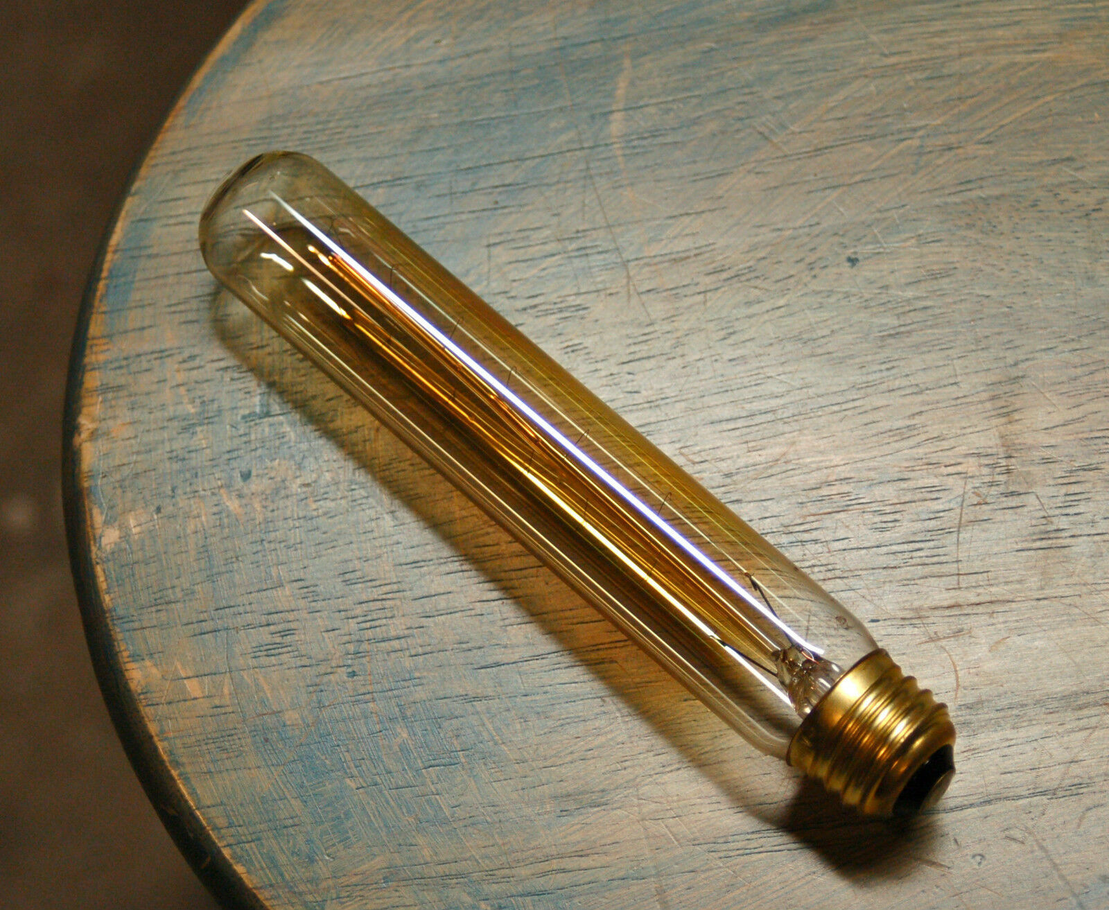 Tubular Light Bulb, Smoked Amber Glass, Vintage Edison Style Repro. 30 Watt