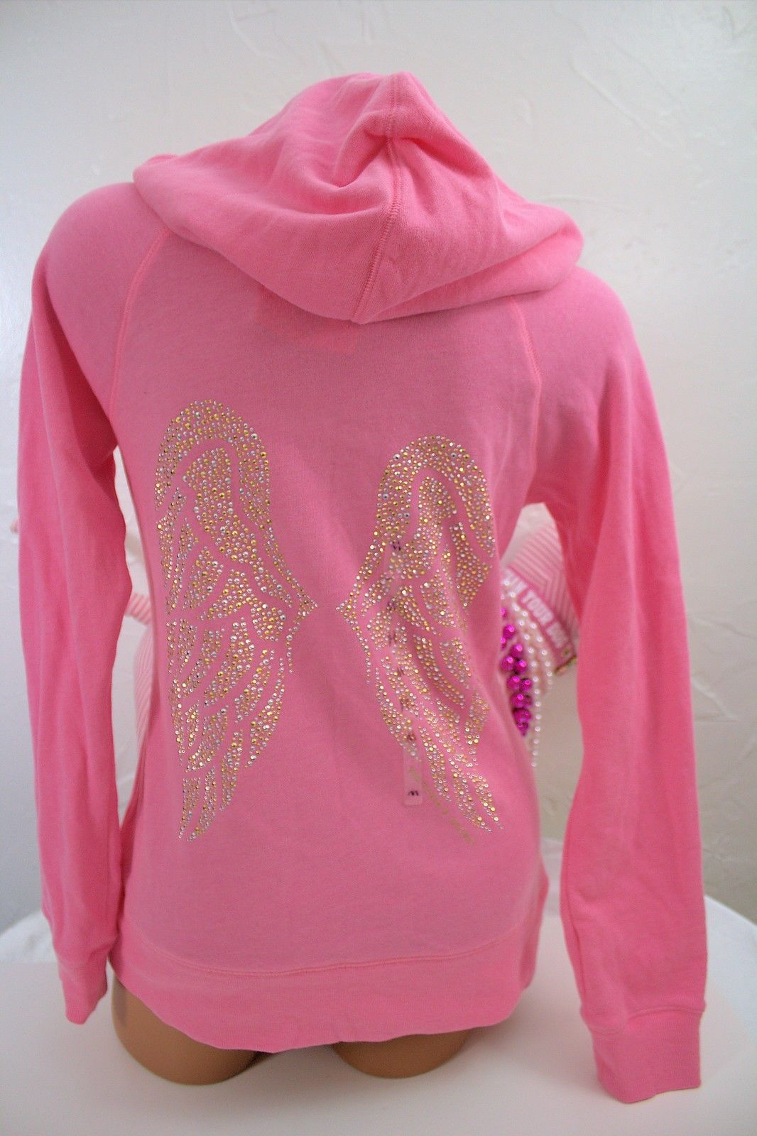 Victorias Secret Supermodel Essentials Hoodie Pink Bling Angel Wings Sweatshirts Hoodies