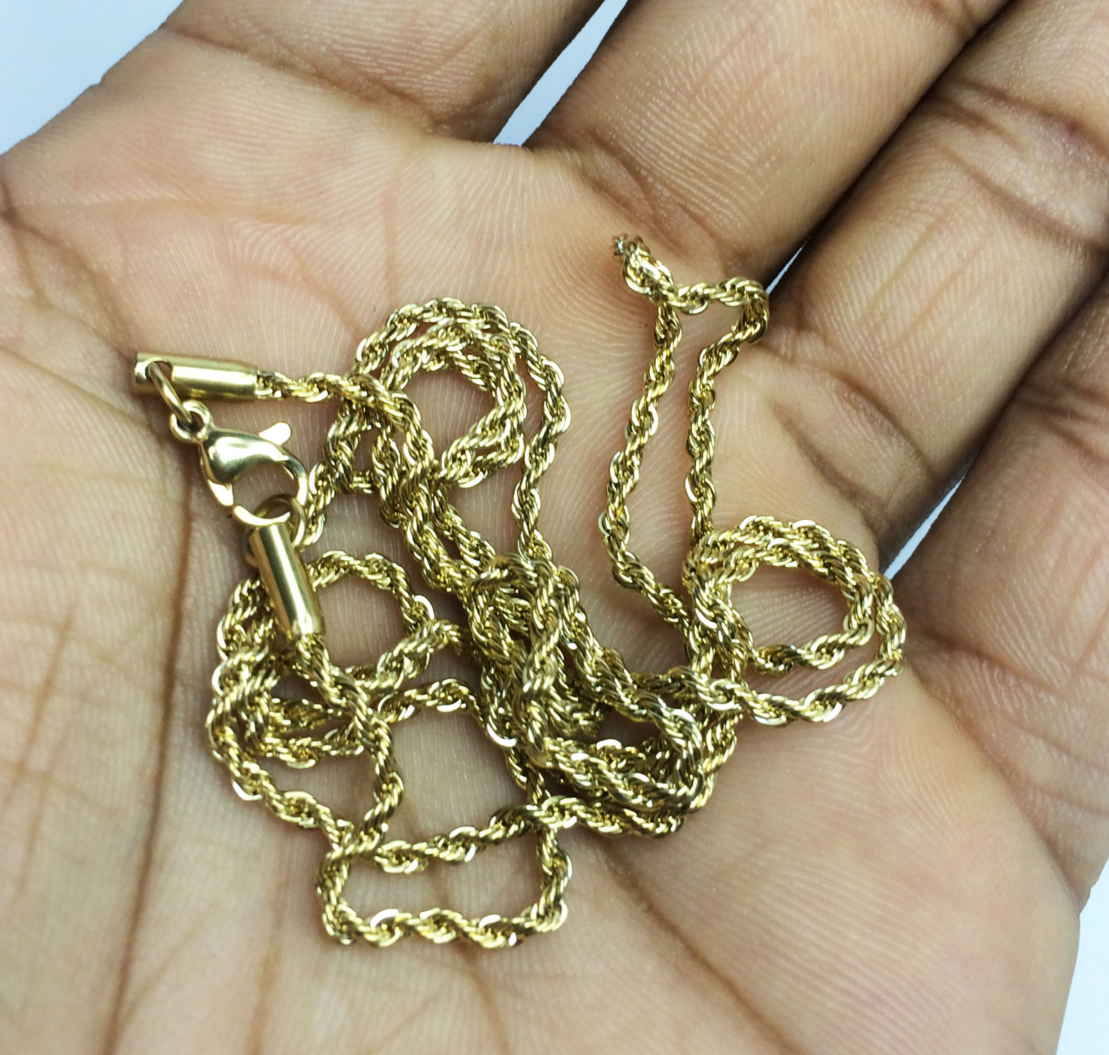 14K Yellow Gold  Plated  Stainless Steel 2 5mm width Rope 