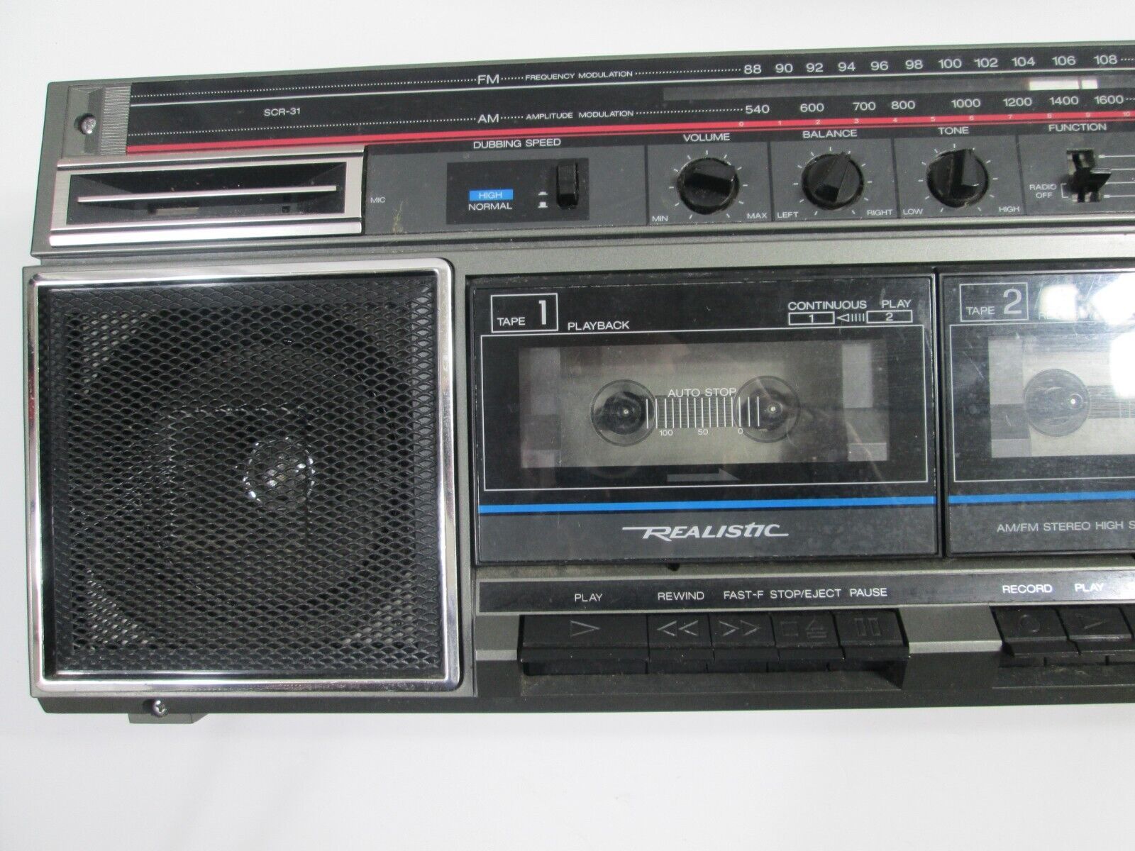 Realistic Dual Cassette Player AM/FM Radio SCR-31 Model 14-799 ...