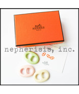 AUTH NIB Hermes TRIBORD TWILLY Scarf Ring Set VERT PALE ROSE TILEUIL IVOIRE - $475.00